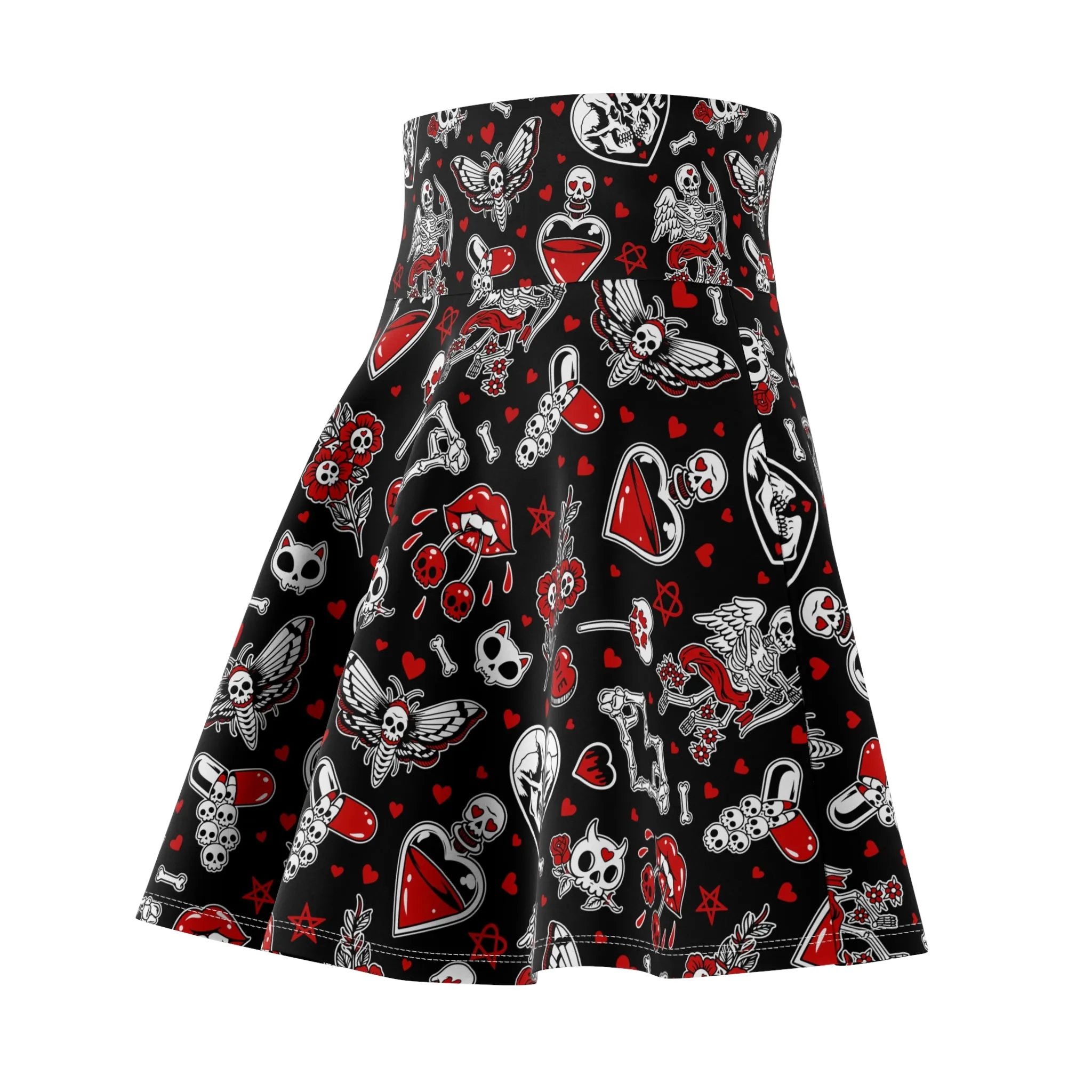 Love Skulls Skater Skirt