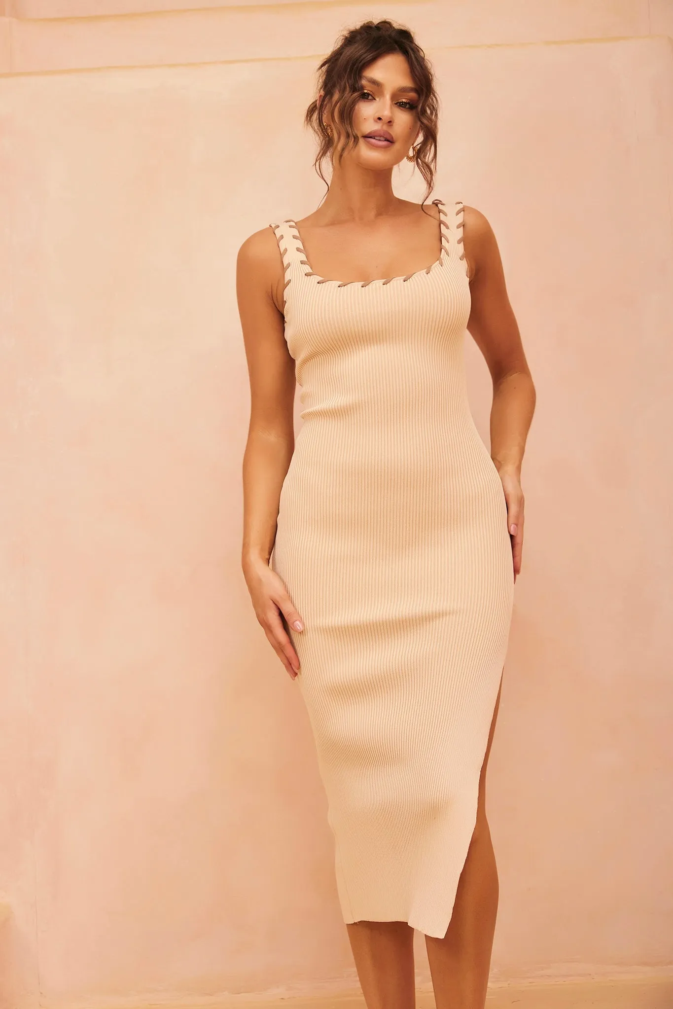 Love Vibes Midi Dress - Beige