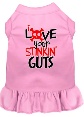 Love Your Stinkin Guts Screen Print Dog Dress Light Pink Xl