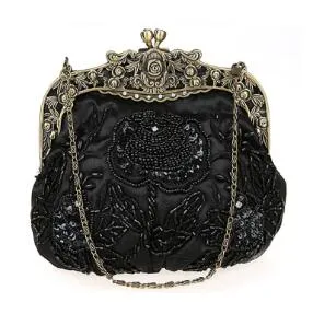 Lovely Beaded Embroidered Vintage Evening Bag-Sequined Clutch