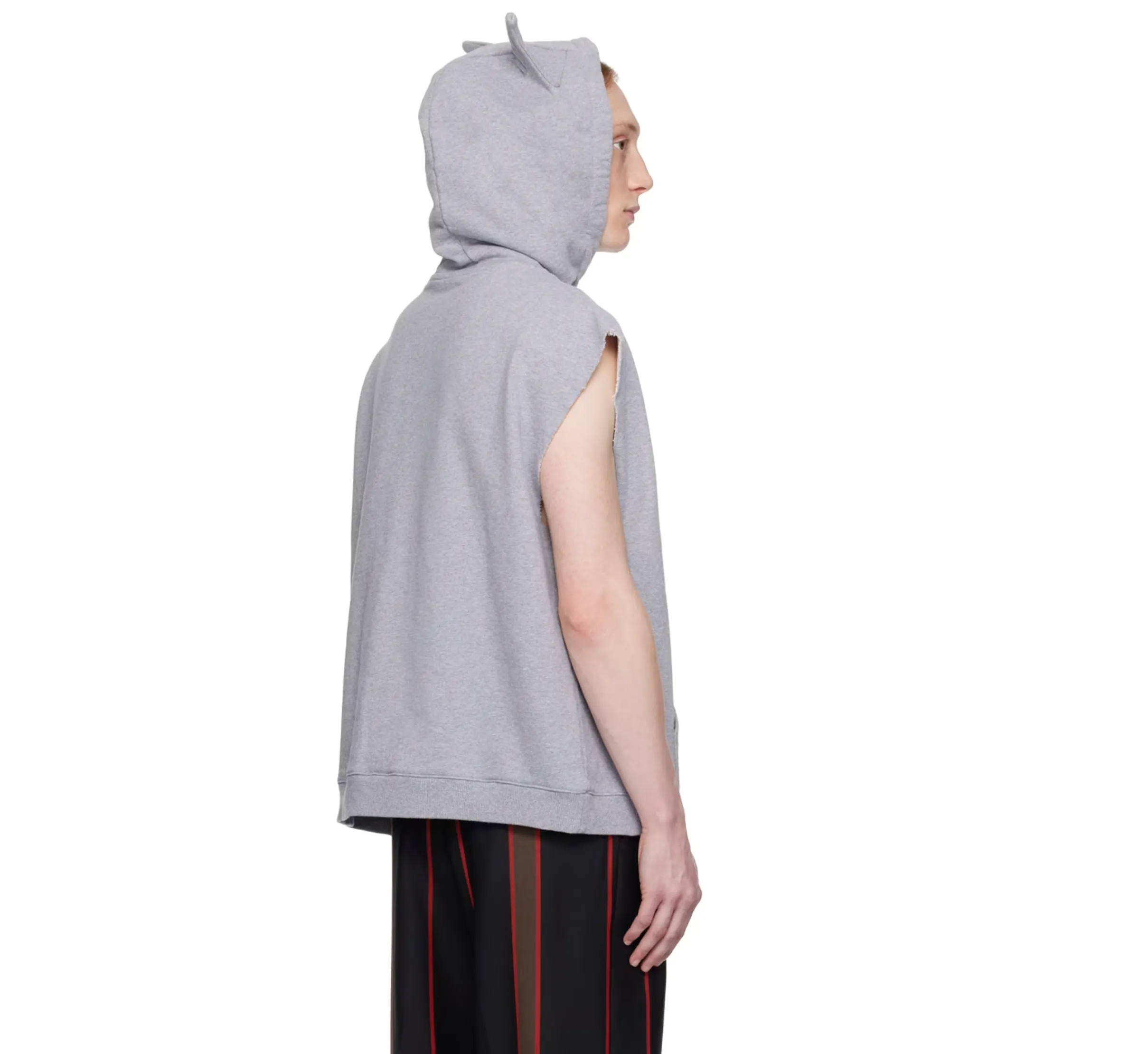 LOVERBOY BY CHARLES JEFFREY SLEEVELESS LABEL EARS HOODY GREY