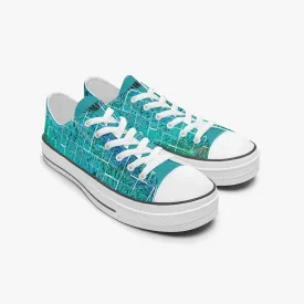 Low Canvas Shoes-Green Tiled