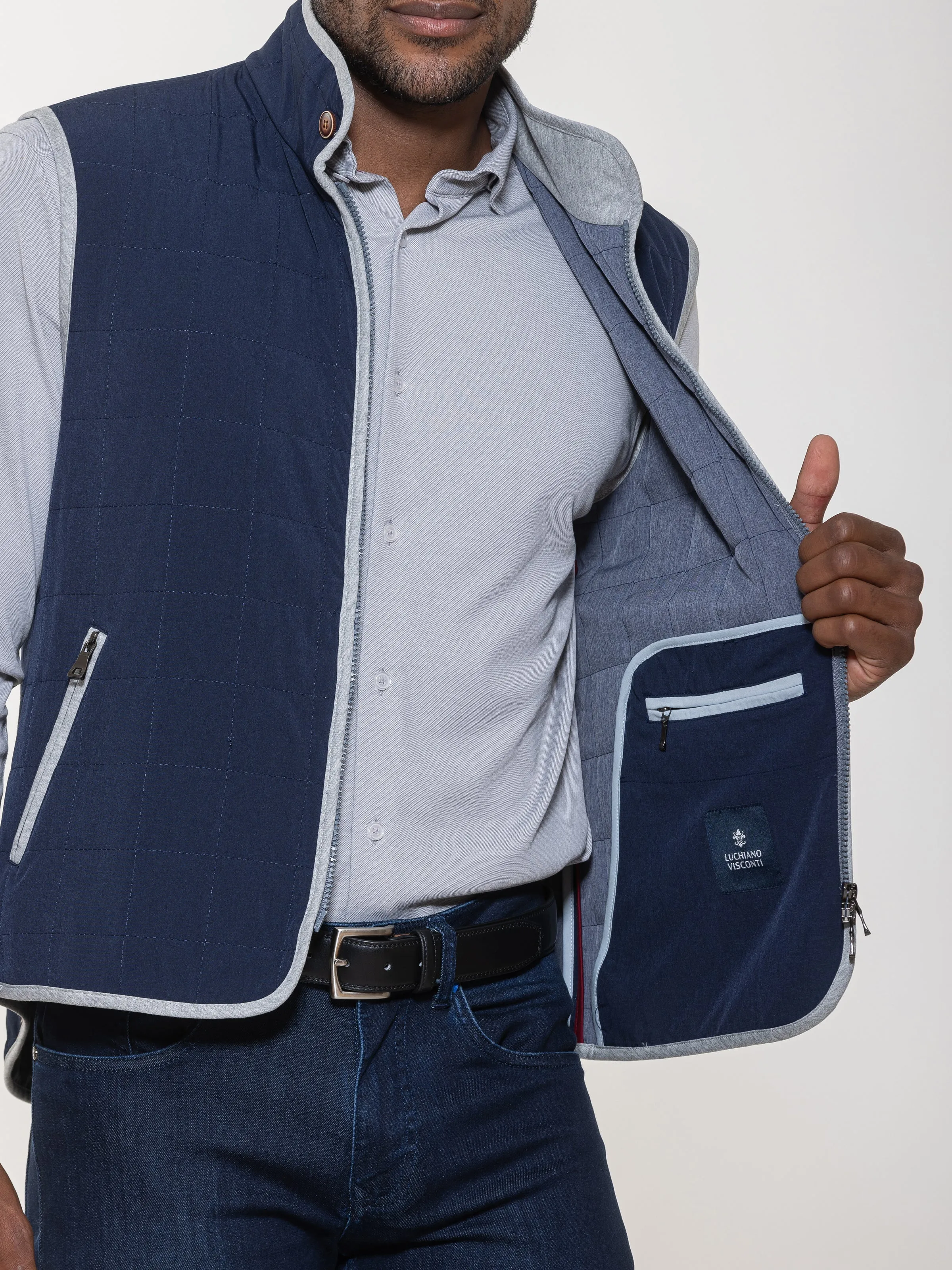 Luciano Visconti Quilted Piped Vest