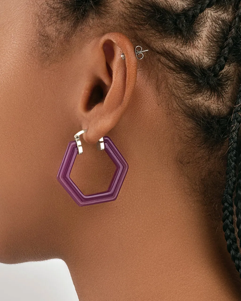 Lucite Hex Hoops