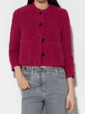 Luisa Cerano Bouclé Wool Tweed Jacket In Berry Pink 408286 3524 Col 0455