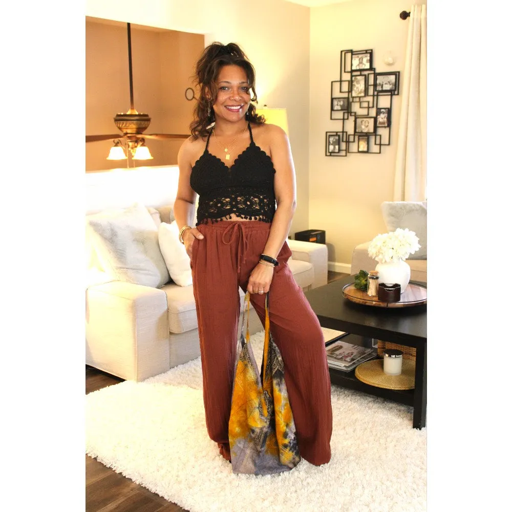 Lulu Wide Leg Cabana Pants