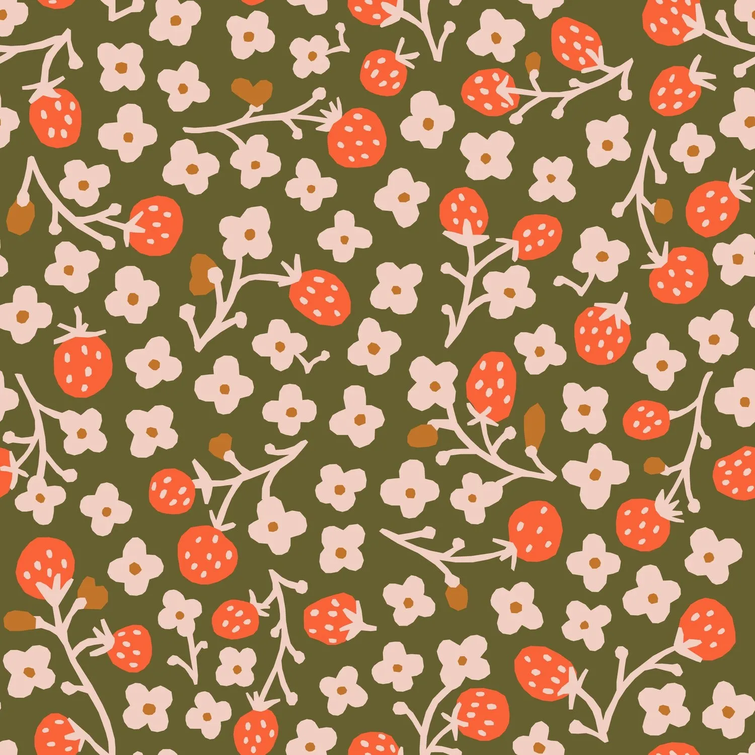 Lumpy Garden - Strawberry Fields - Organic Cotton (half yard)