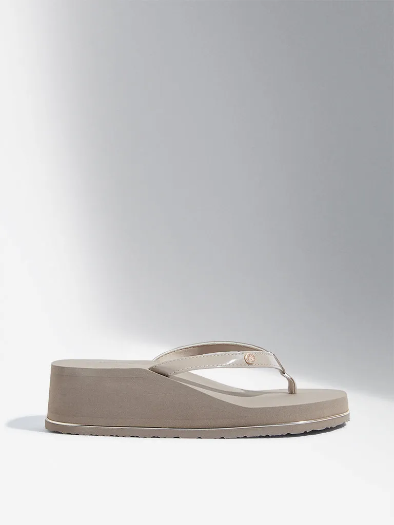 LUNA BLU Beige Wedge-Heel Flip-Flop