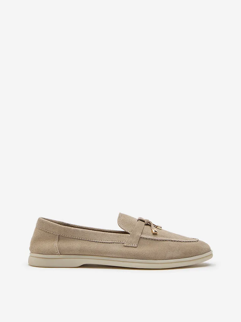 LUNA BLU Ivory Faux Suede Loafers