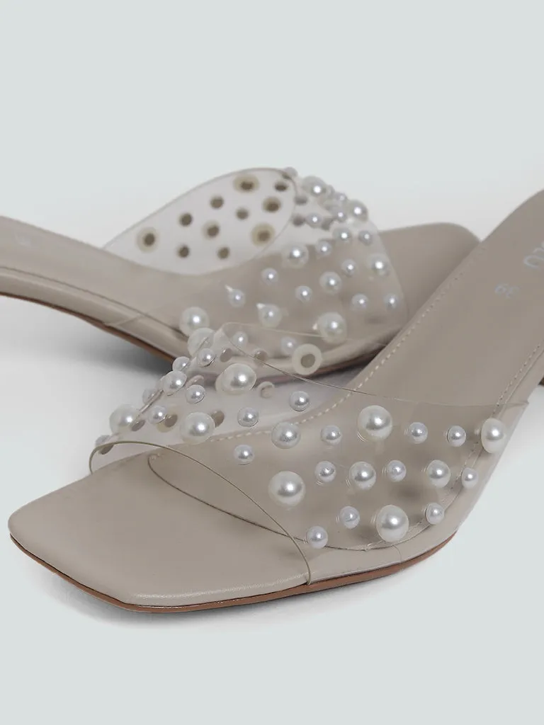 LUNA BLU Ivory Mida Pearl Cup Mules