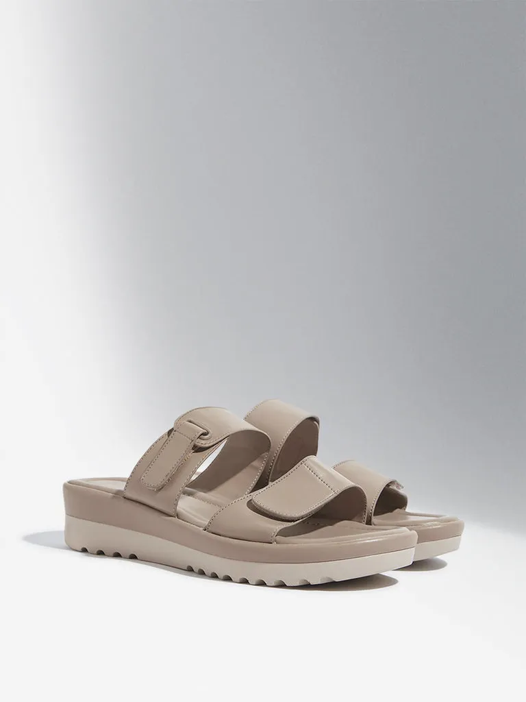 LUNA BLU Taupe Platform Heel Sandals