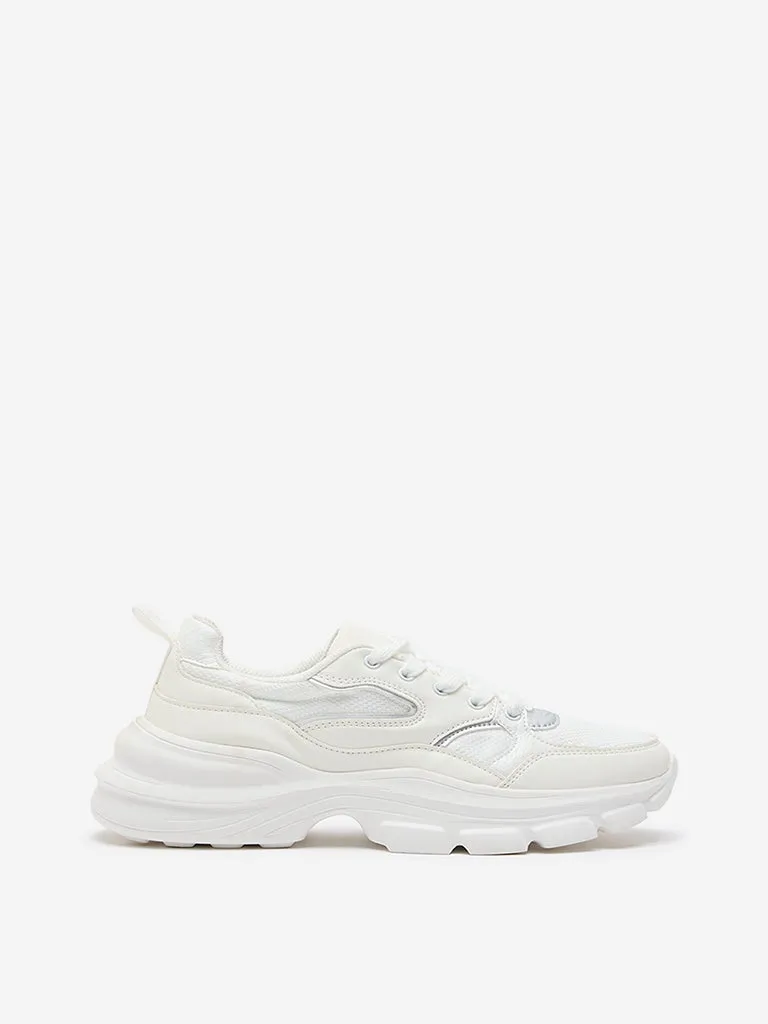 LUNA BLU White Lace-Up Chunky Sneakers