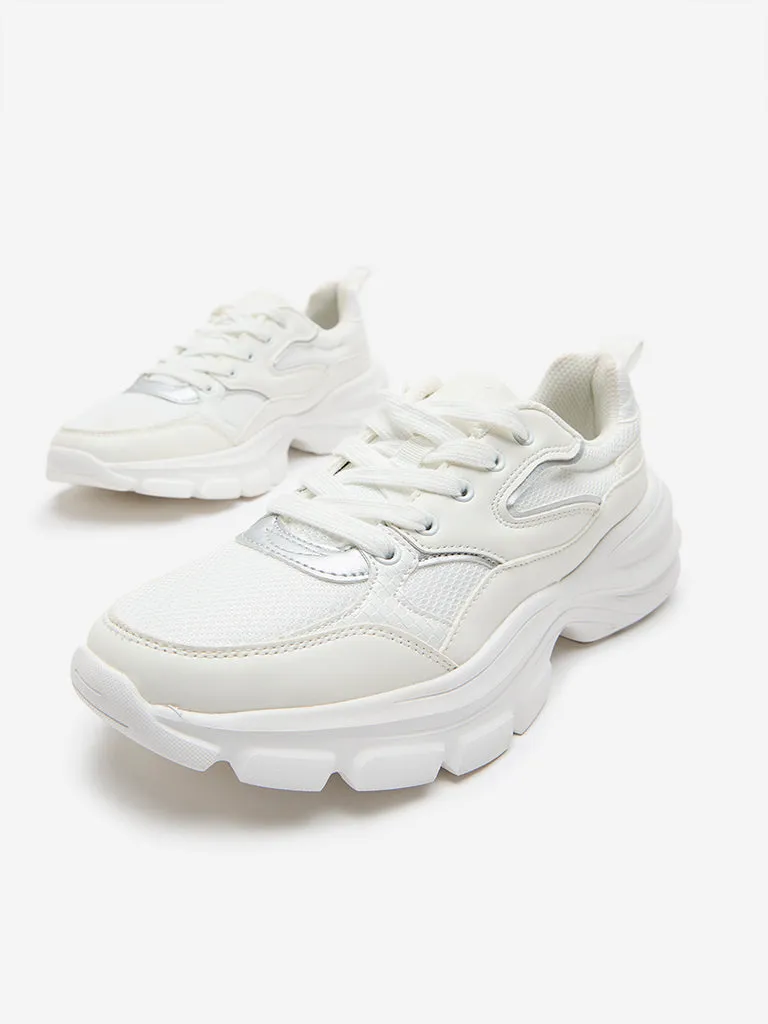 LUNA BLU White Lace-Up Chunky Sneakers