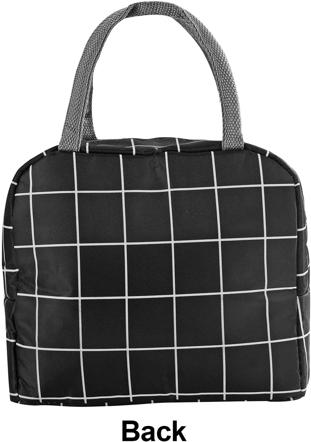 Lunch Bags for Women/Kids Girls Boys, Reusable Lunch Organizer Box Insulated Lunch Tote Bag for Work School Office Outdoors Picnic (Black Grid)