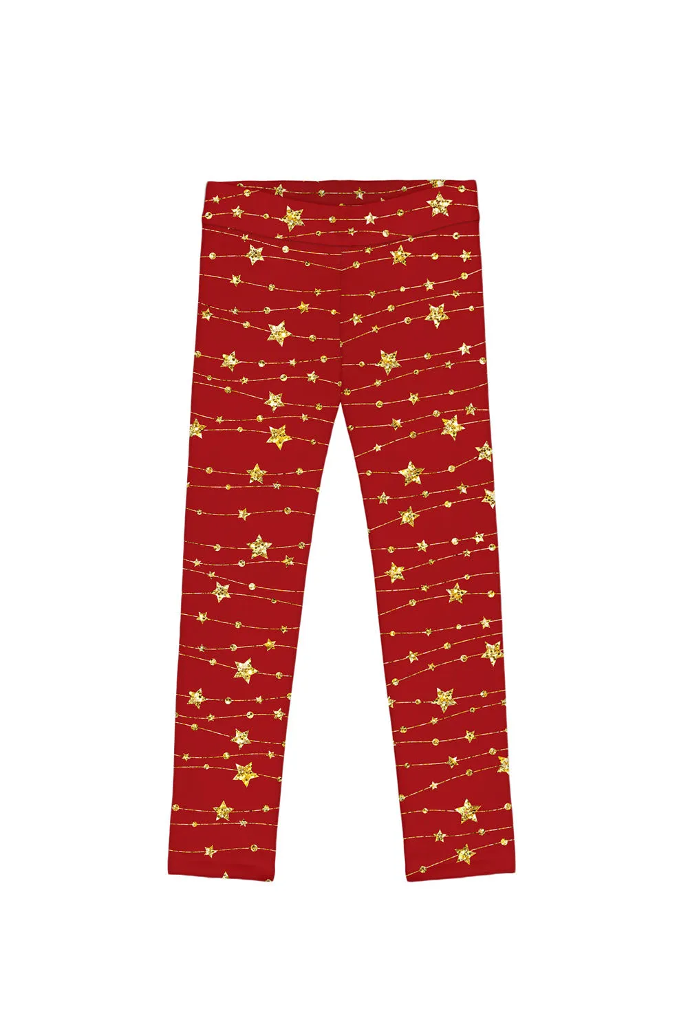 Luxe-Berry Lucy Red Star Print Christmas Party Sporty Leggings - Girls