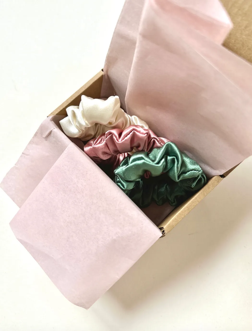 Luxe Satin Sleep Scrunchies | Bardot Bundle Box | Knot Scrunchies or Skinny Scrunchies | Pack of 3 items | Gift For Her