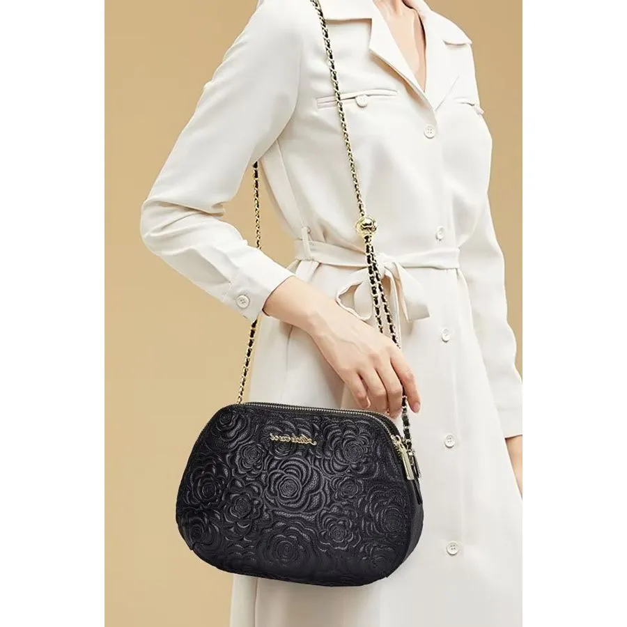 LuxeLeather Shell Pattern Statement Handbag