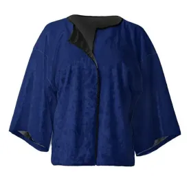 Luxury Velvet Kimono Blazer Navy Ponchos