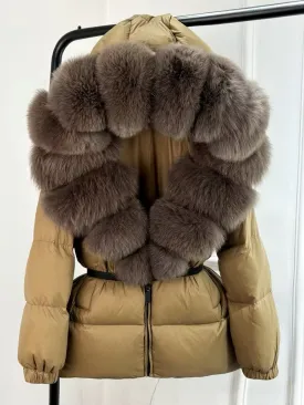 Luxury Women's Duck Down Jacket with Natural Fur - Ultimate Winter Warmth