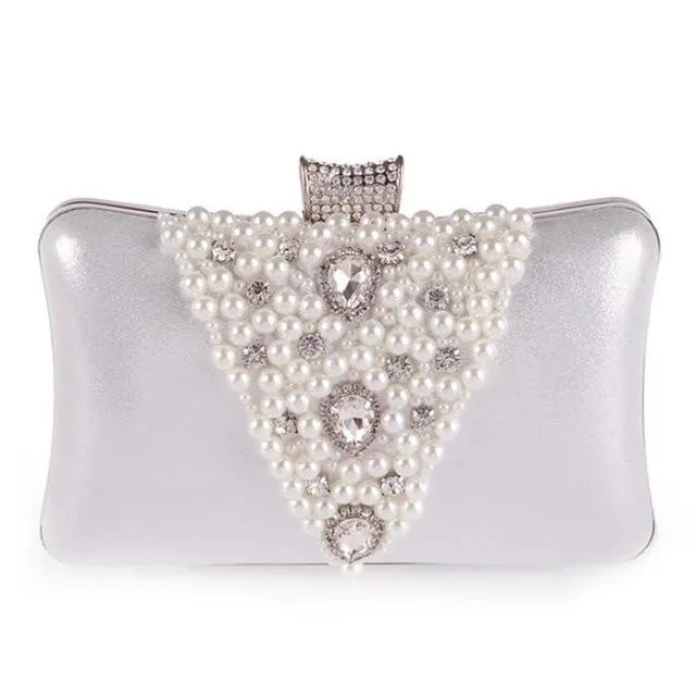 Luxy Moon Beaded Evening Bags Pearl Crystal Wedding Clutches