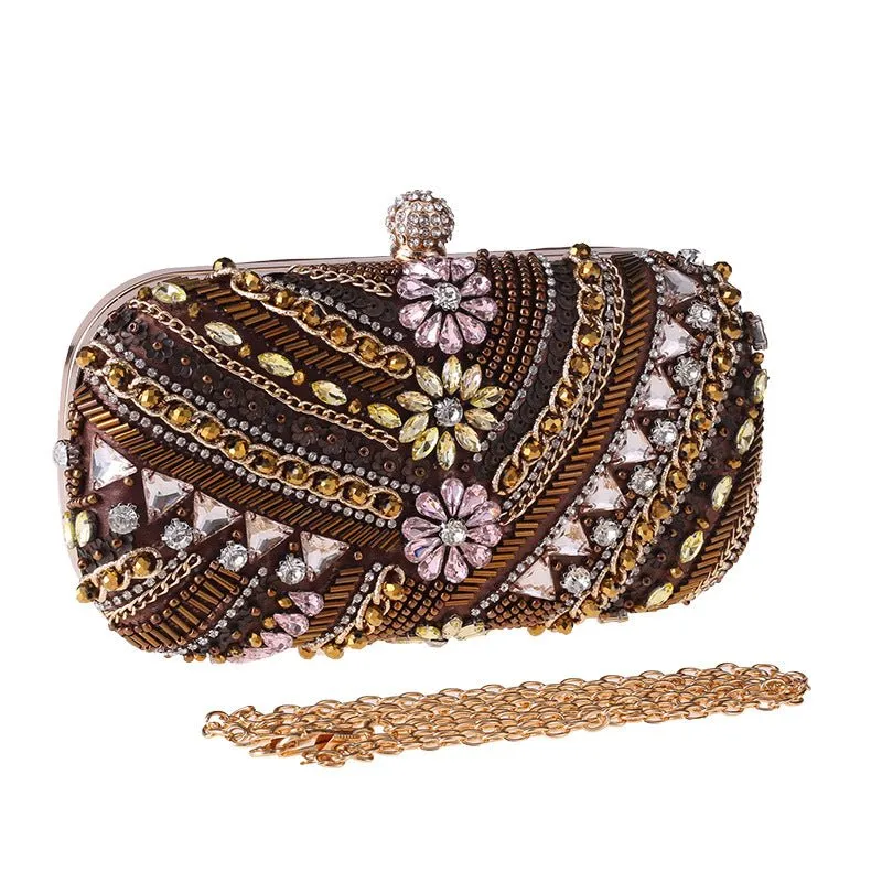 Luxy Moon Crystal Evening Bags for Wedding Party Flower Rhinestone Clutch Purses