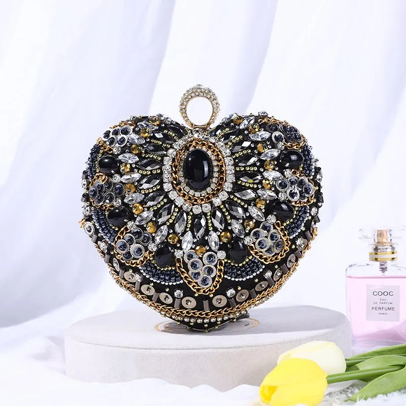 Luxy Moon Vintage Black Evening Clutch Bags Ladies Box Party Handbags Purses