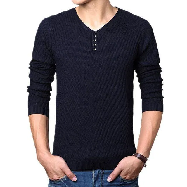 M-4XL Winter Henley Neck Sweater Men Cashmere Pullover Christmas Sweater Mens Knitted Sweaters Pull Homme Jersey Hombre 2018