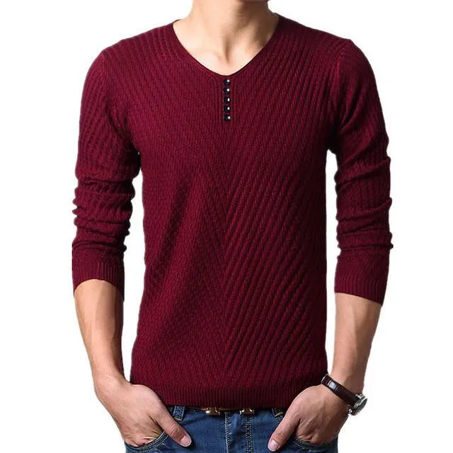 M-4XL Winter Henley Neck Sweater Men Cashmere Pullover Christmas Sweater Mens Knitted Sweaters Pull Homme Jersey Hombre 2018