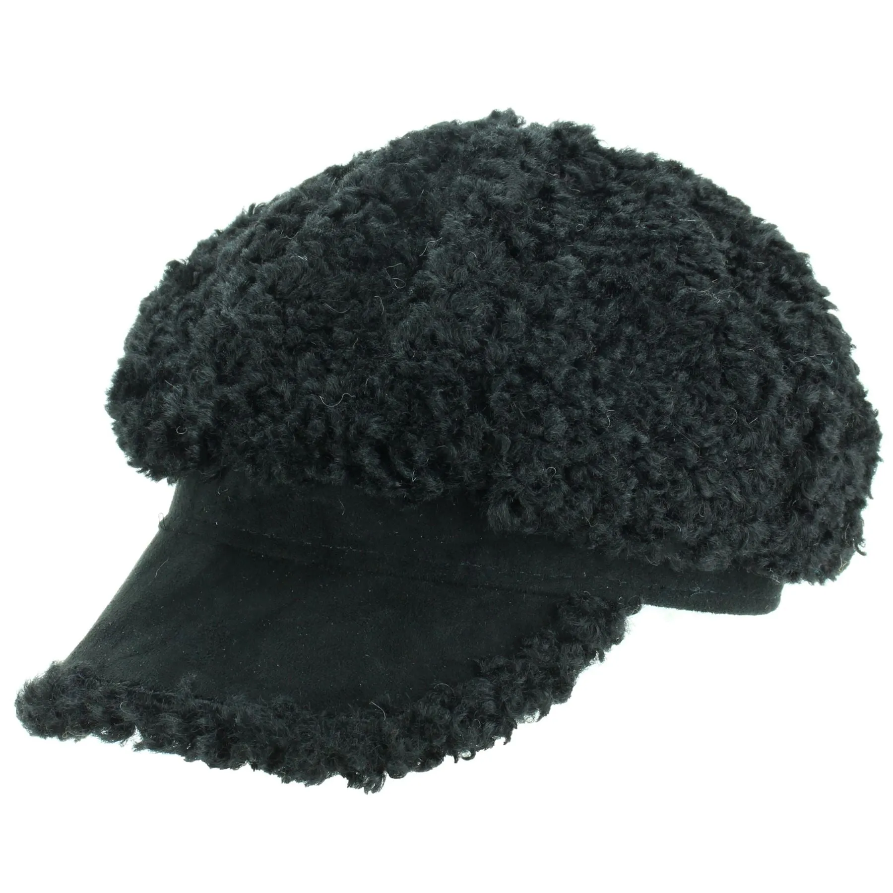 Macahel Soft Towelling Sherpa Peaked Cap - Black