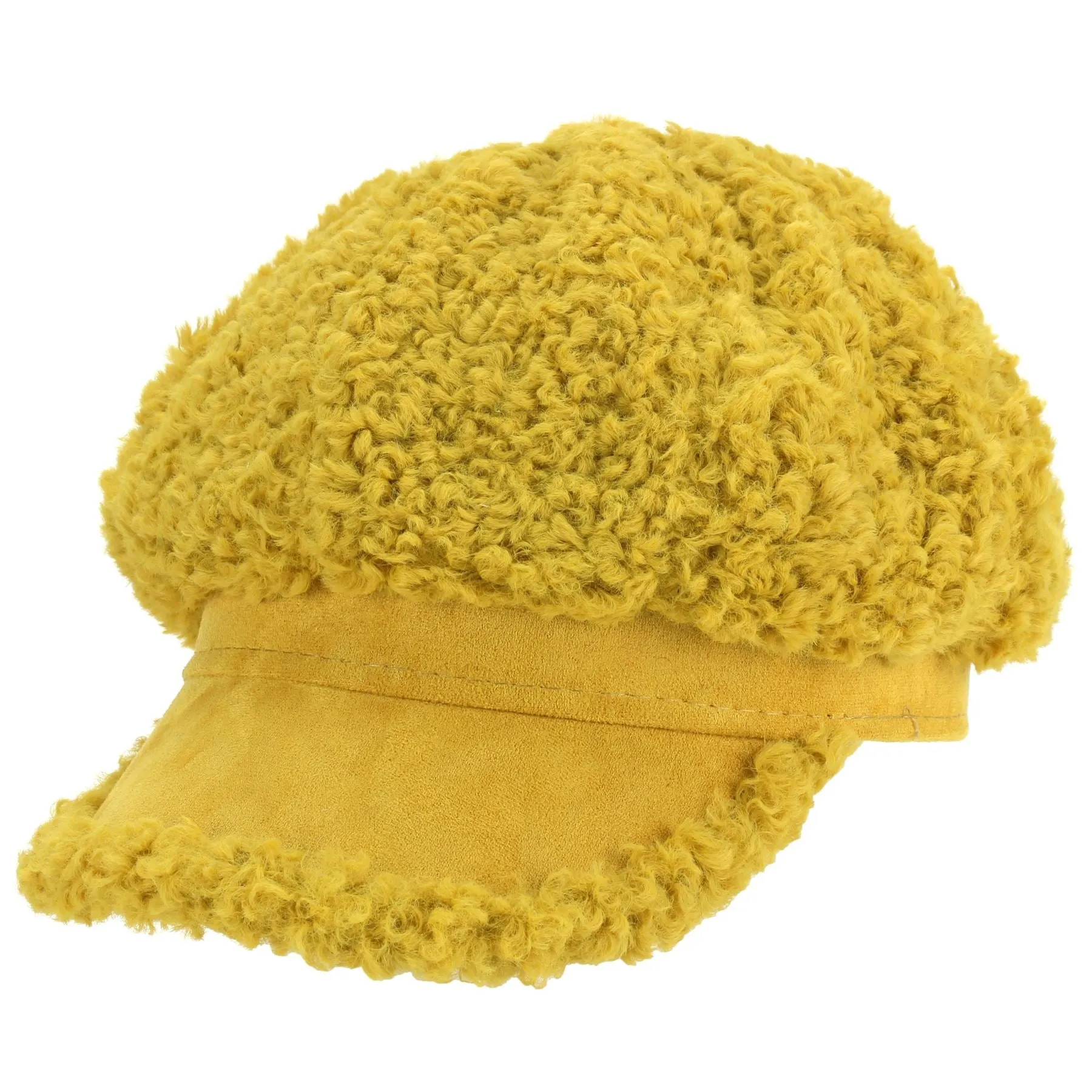 Macahel Soft Towelling Sherpa Peaked Cap - Mustard