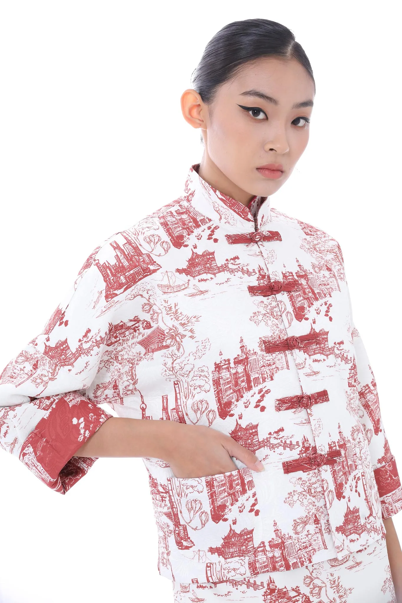 MAGGIE Reversible Oriental Jacket (White/ Red)