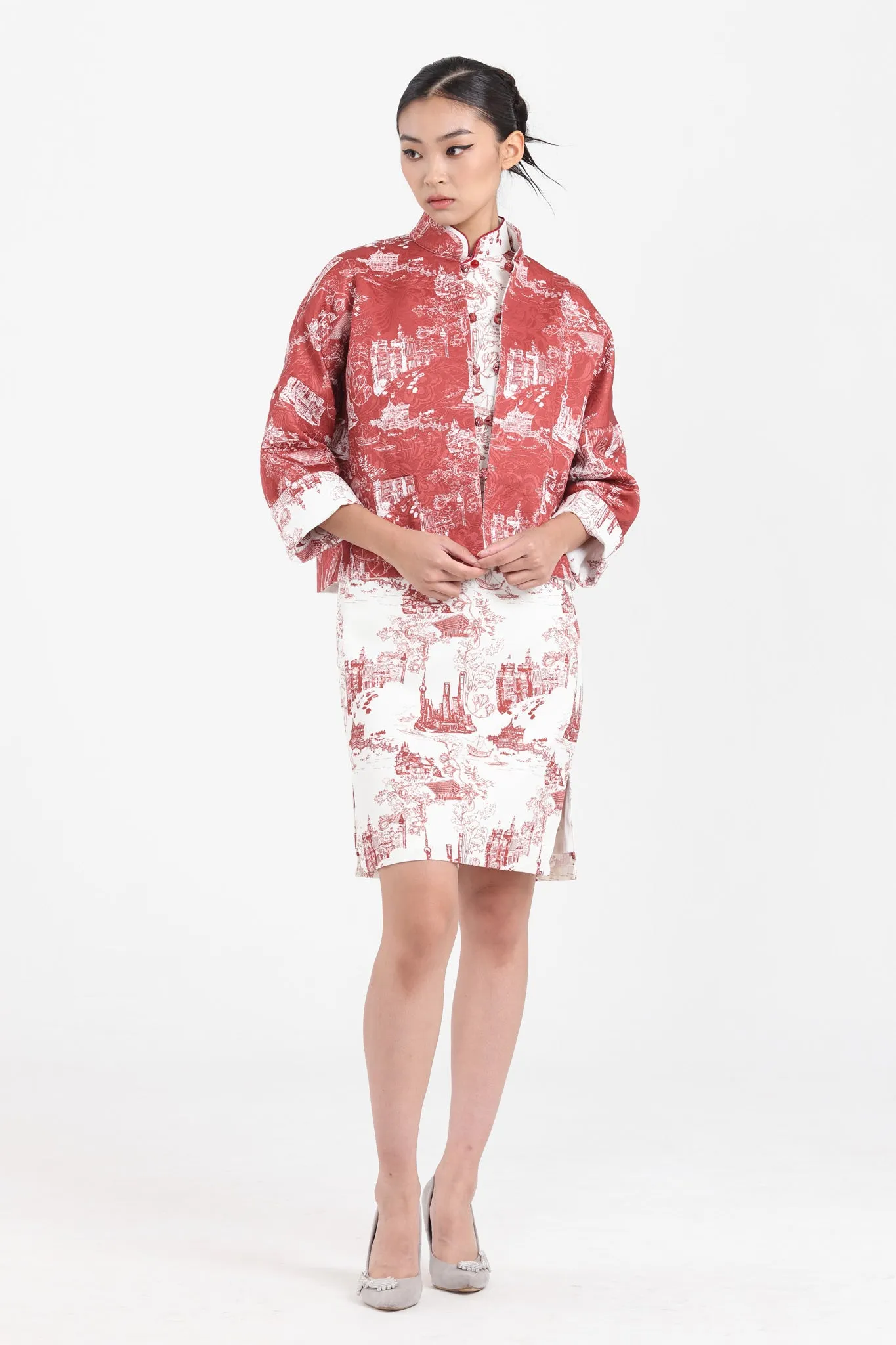 MAGGIE Reversible Oriental Jacket (White/ Red)