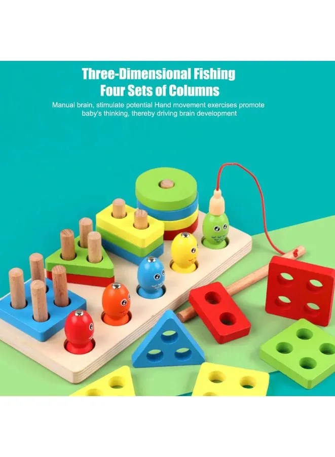 Magnet Wooden Fishing Toy, Sorter Stacker Toddlers Puzzles Toy Wood Toy For Toddlers