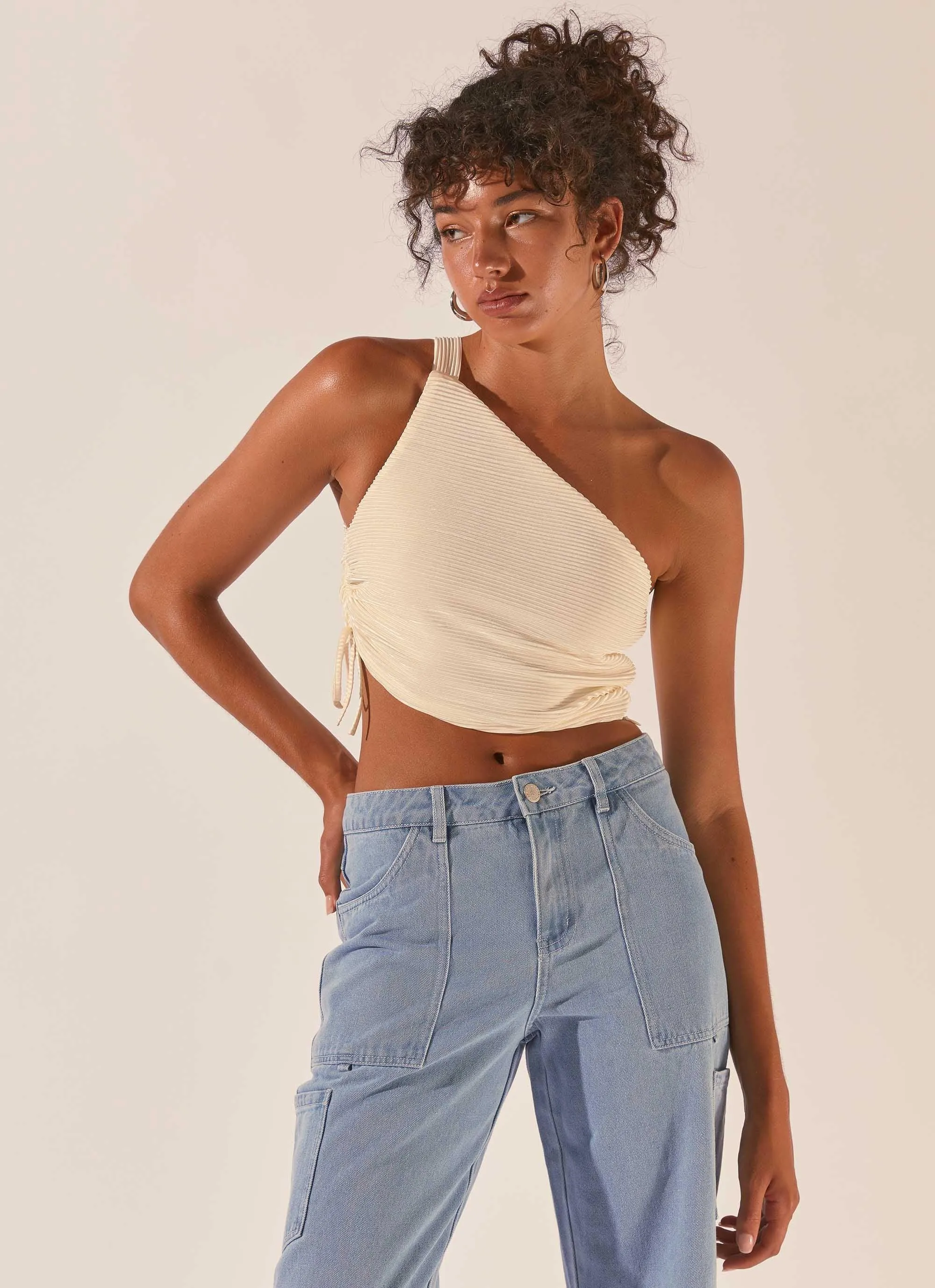 Make It Better Plisse Crop Top - Ivory