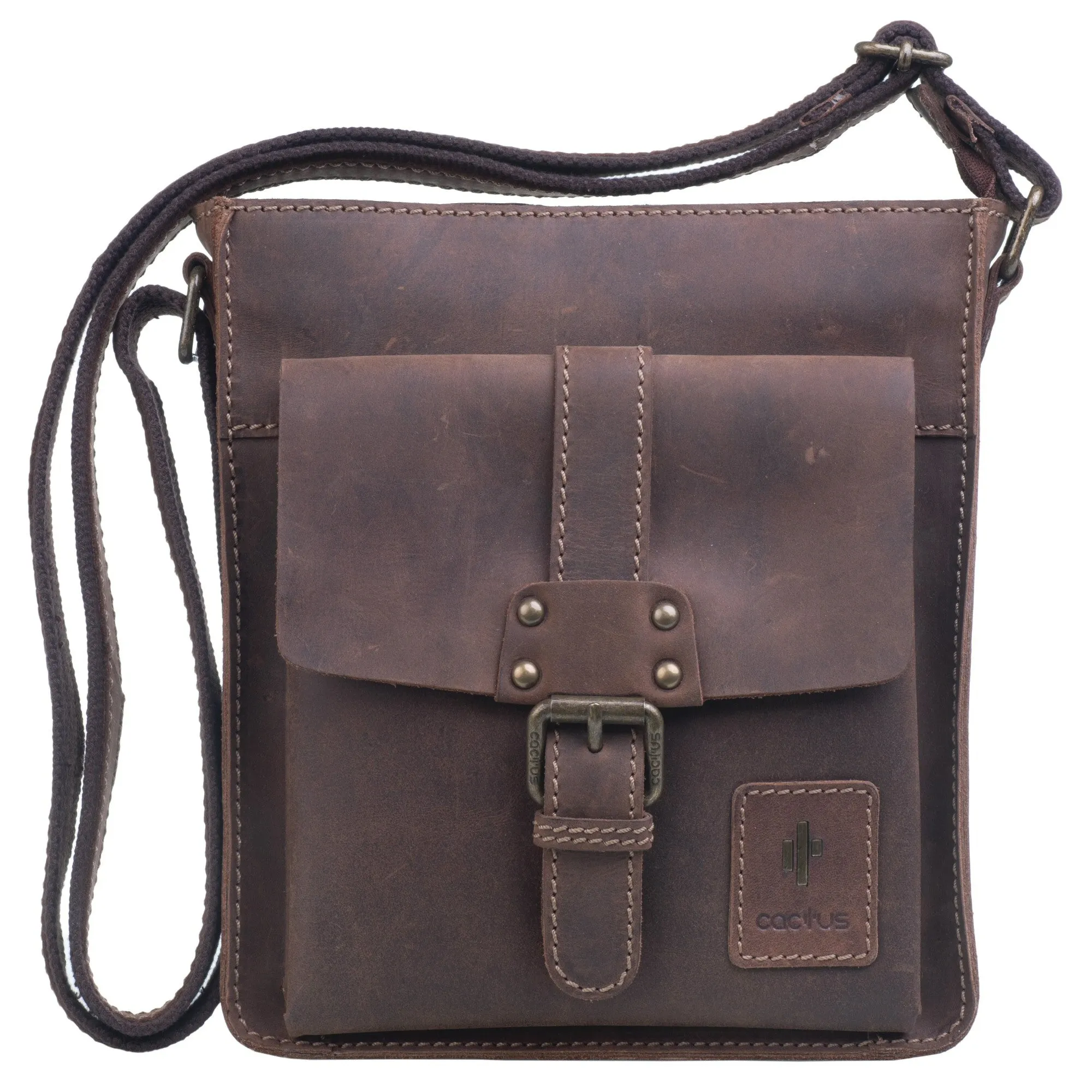 Mala Leather Brown Cactus Leather Front Pocket Cross Body Bag