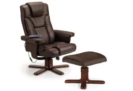 Malmo Brown Massage Recliner & Stool by Julian Bowen