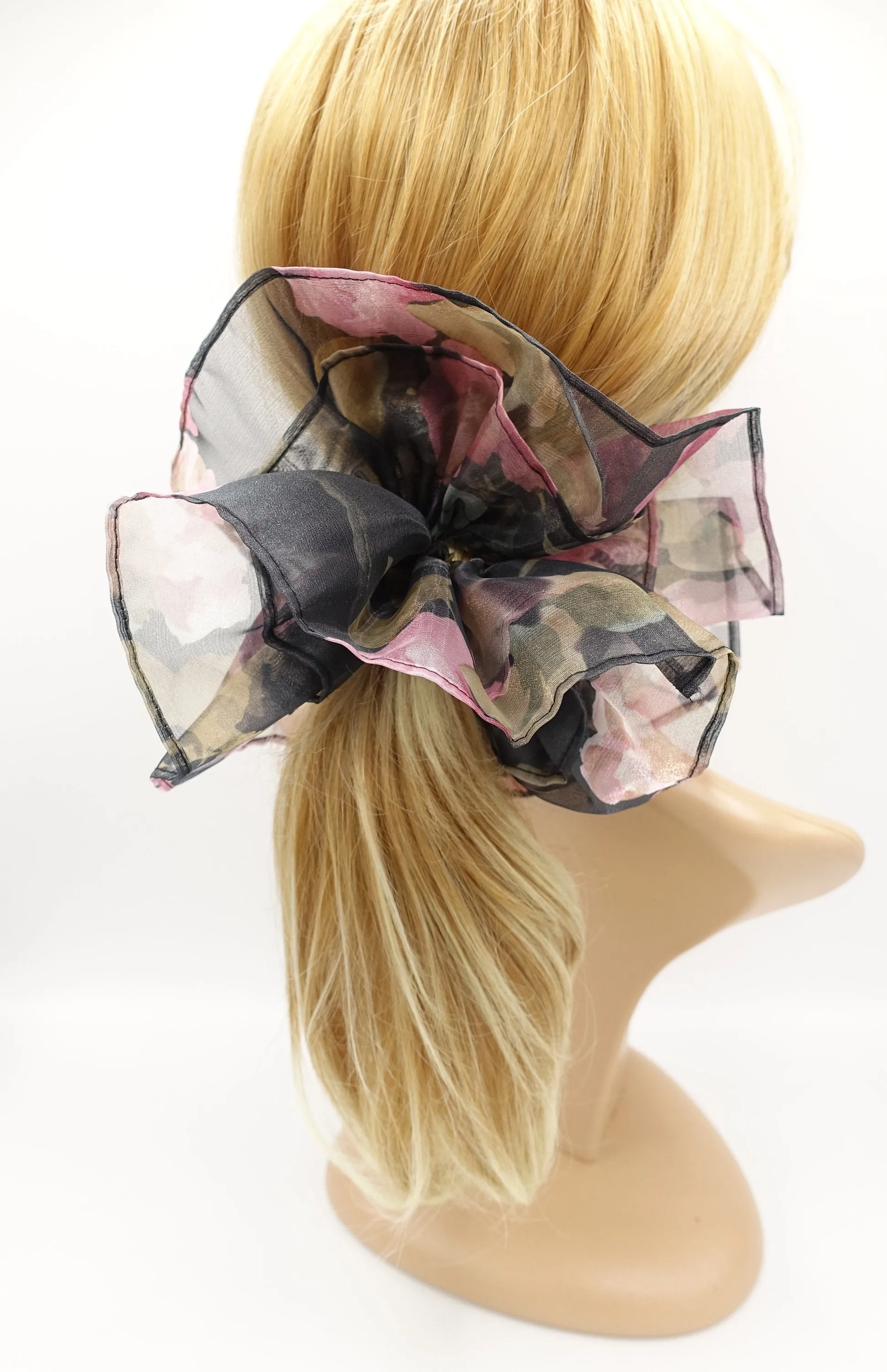 mammoth floral oversized scrunchies organza big hair elastic tie scrunchy for women