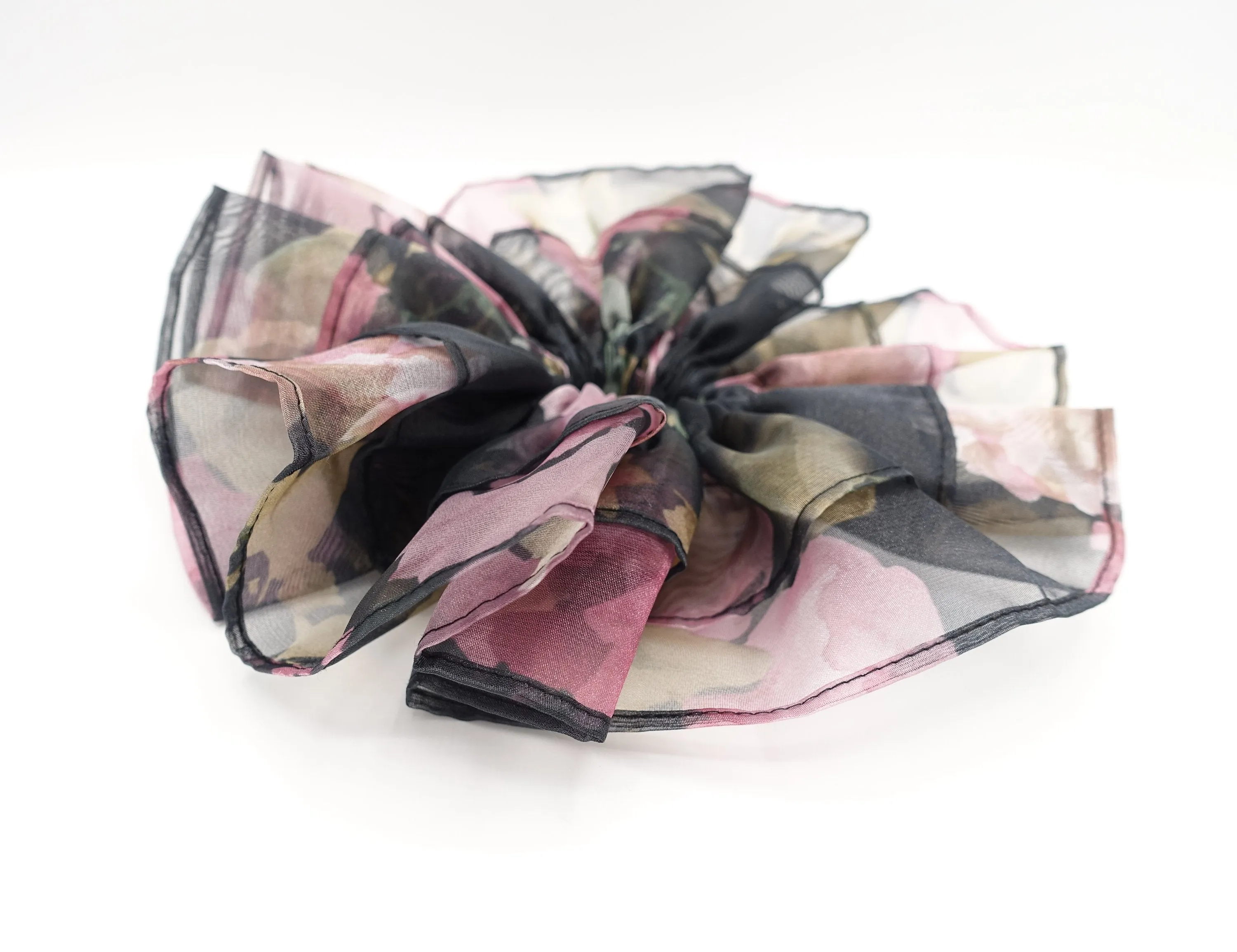 mammoth floral oversized scrunchies organza big hair elastic tie scrunchy for women