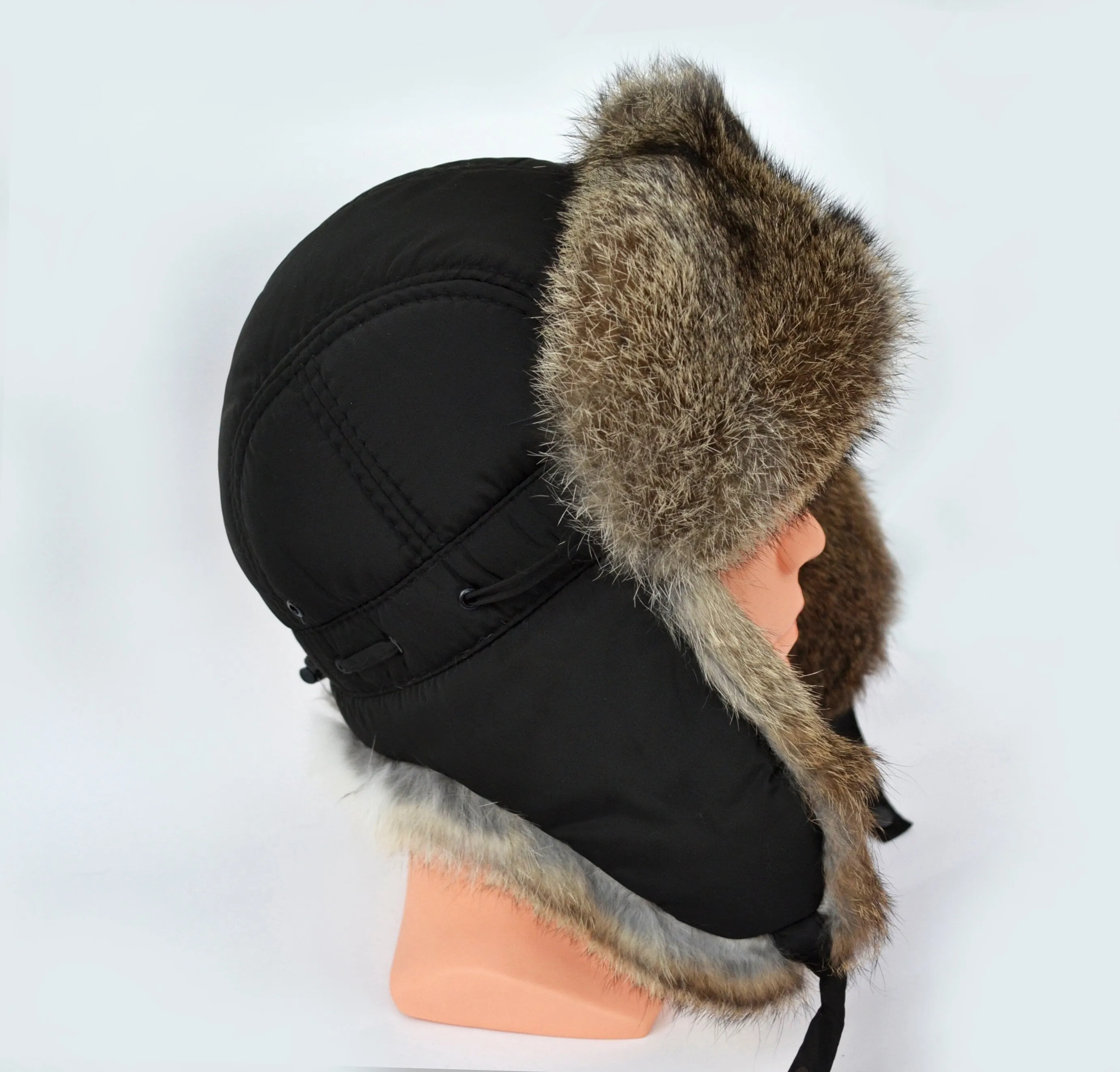 Man Real Fur hat, Aviator Hat, Rabbit Fur Hat, Fur Ear Flap Hat, Trapper Hat, Ushanka, Russian Hat, Ski Hat, Fur Hat Ear Flaps