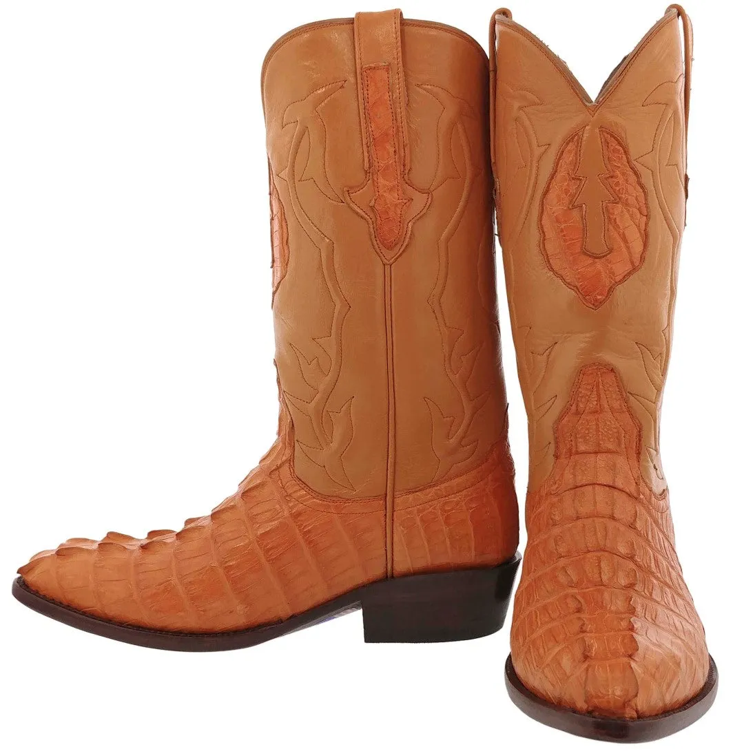 Mango Leather Cowboy Boots Real Crocodile Tail Skin J Toe