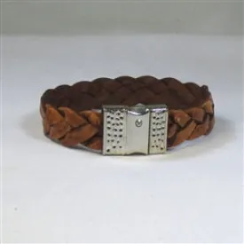 Man's Brown Braided Leather Bracelet Handsome