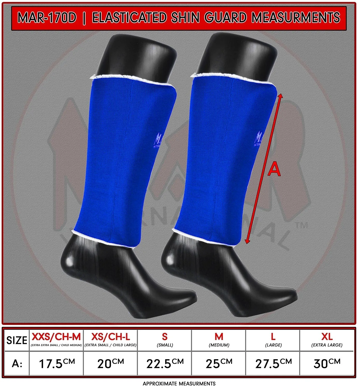 MAR-170D | Blue Elasticated Fabric Shin Guard For Shin Protection