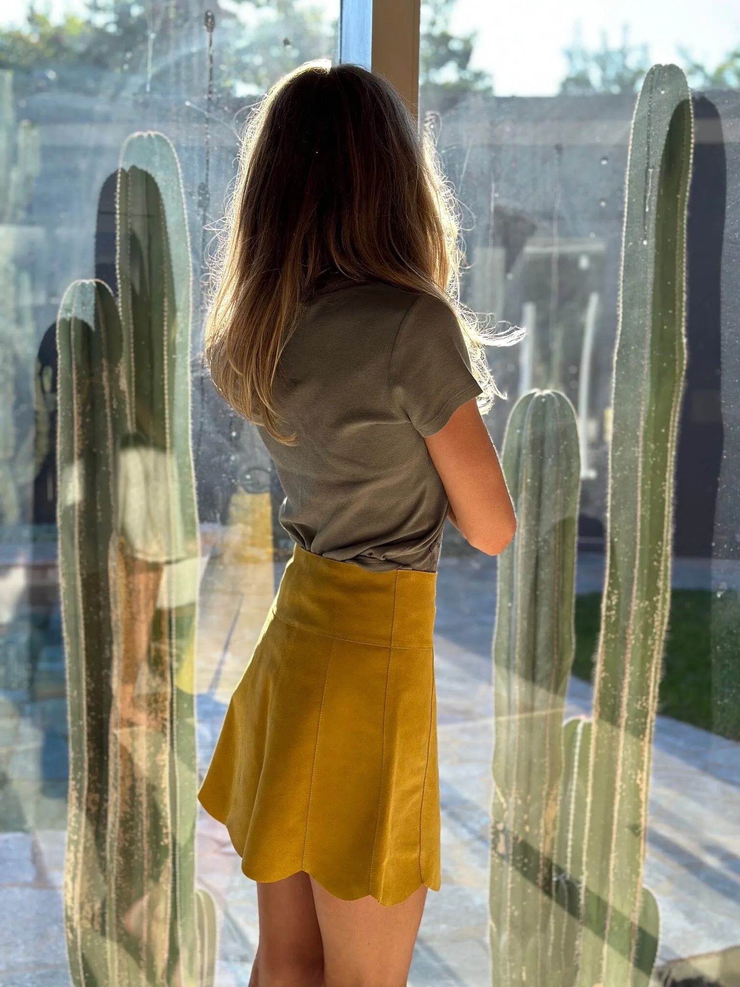 Marcia Suede Petal Skirt | Mustard