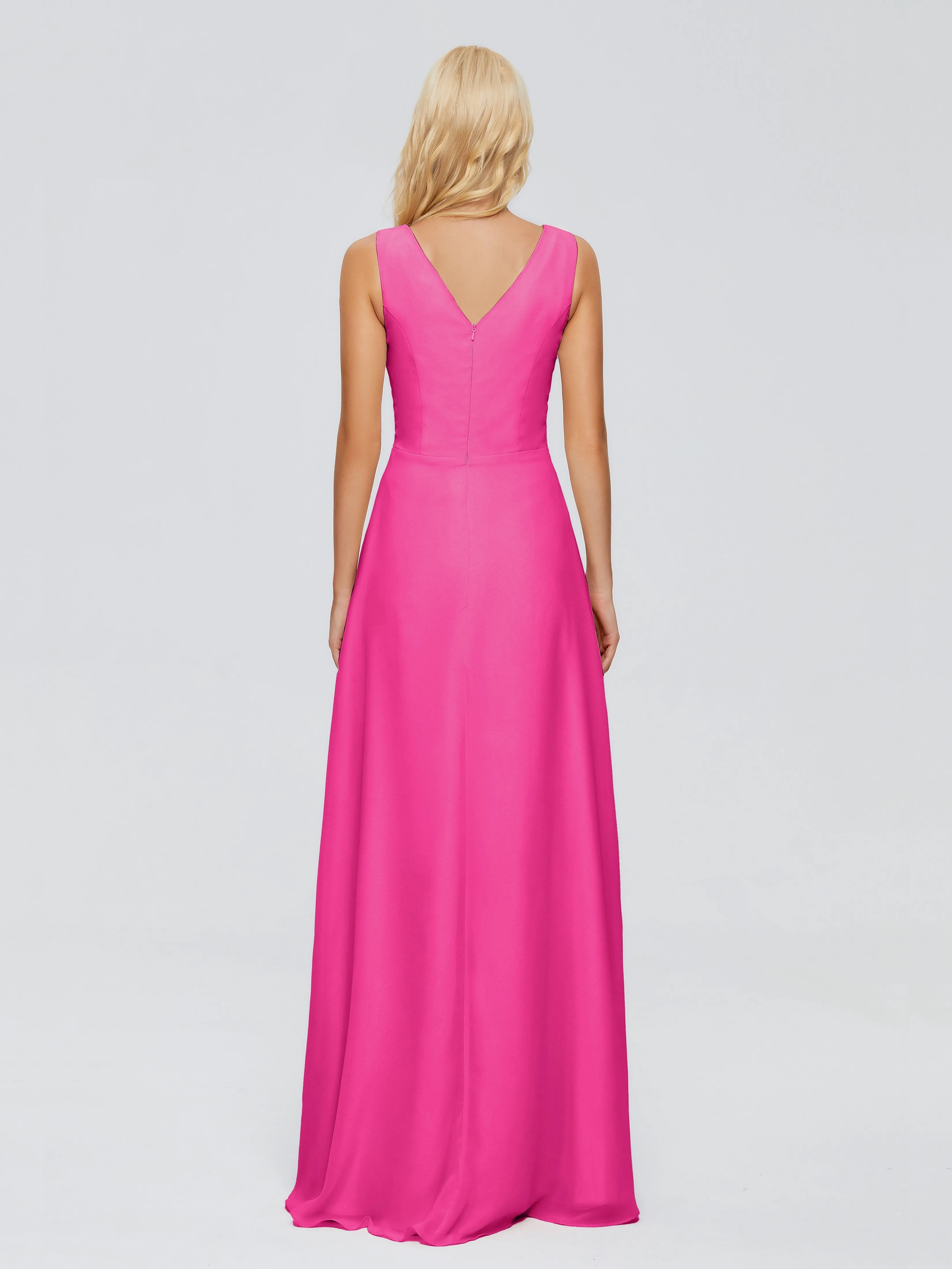 Maria Modern Sheath V Neck Chiffon Bridesmaid Dresses