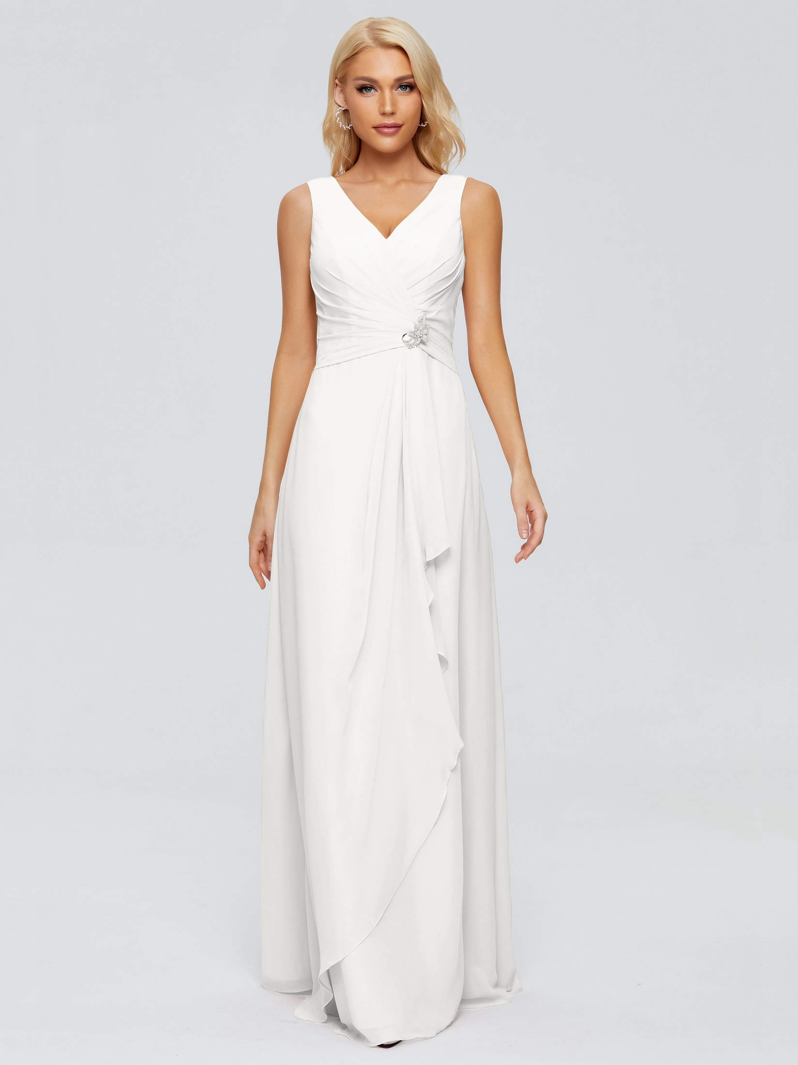 Maria Modern Sheath V Neck Chiffon Bridesmaid Dresses