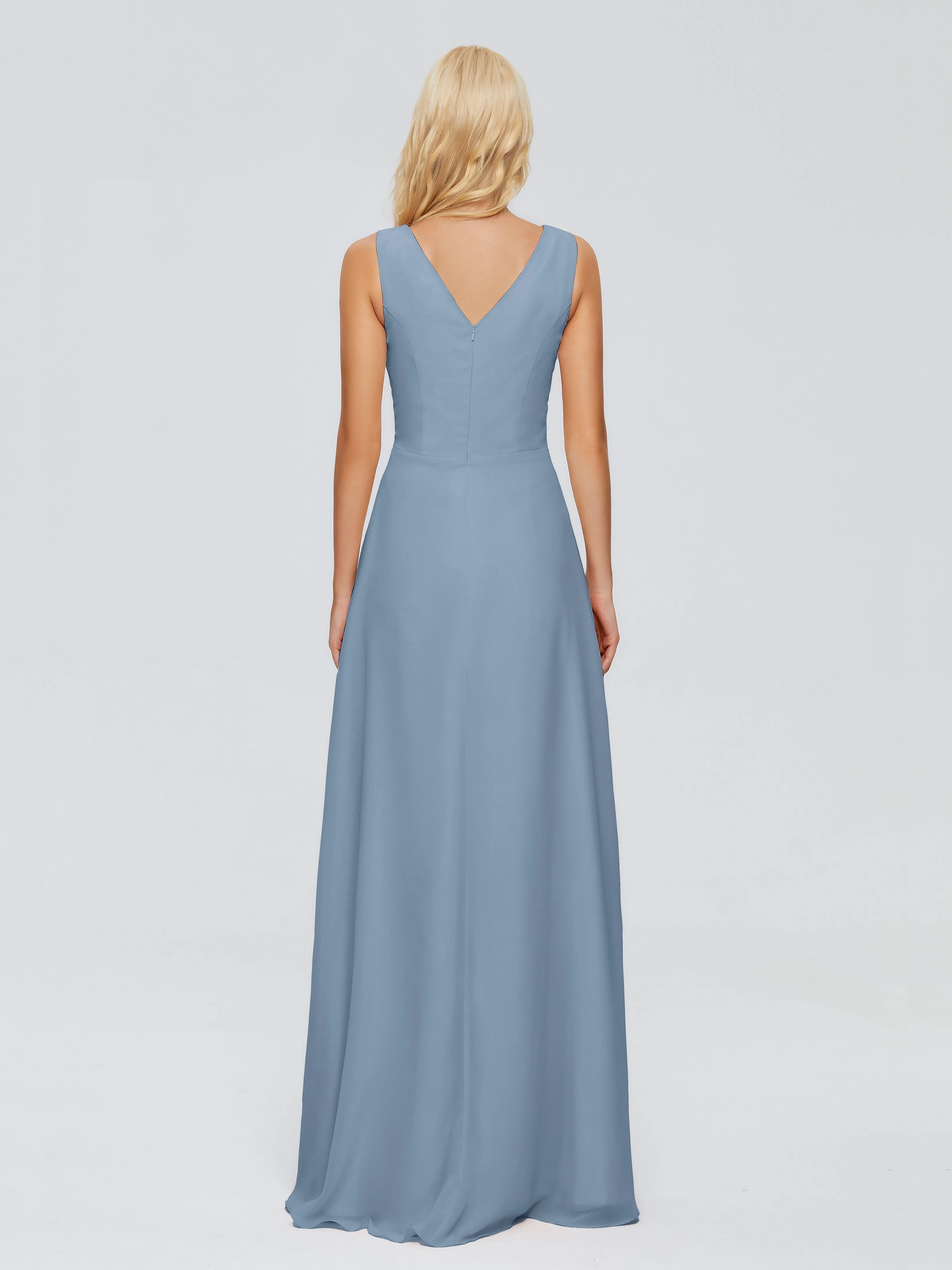 Maria Modern Sheath V Neck Chiffon Bridesmaid Dresses