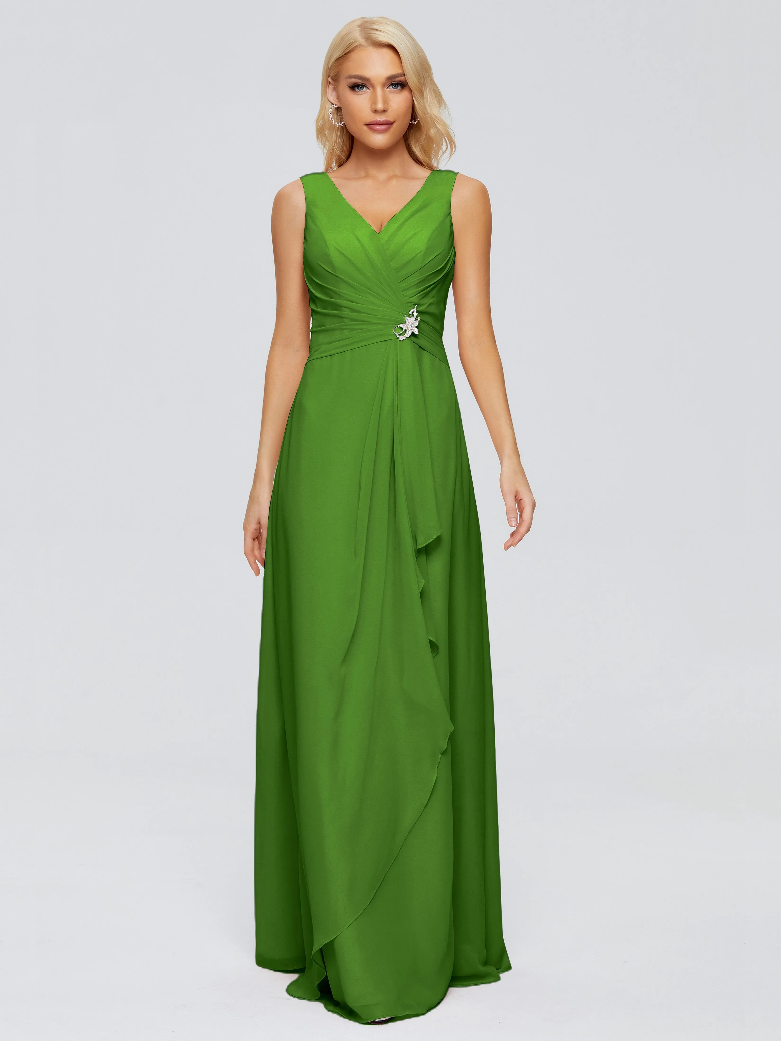 Maria Modern Sheath V Neck Chiffon Bridesmaid Dresses