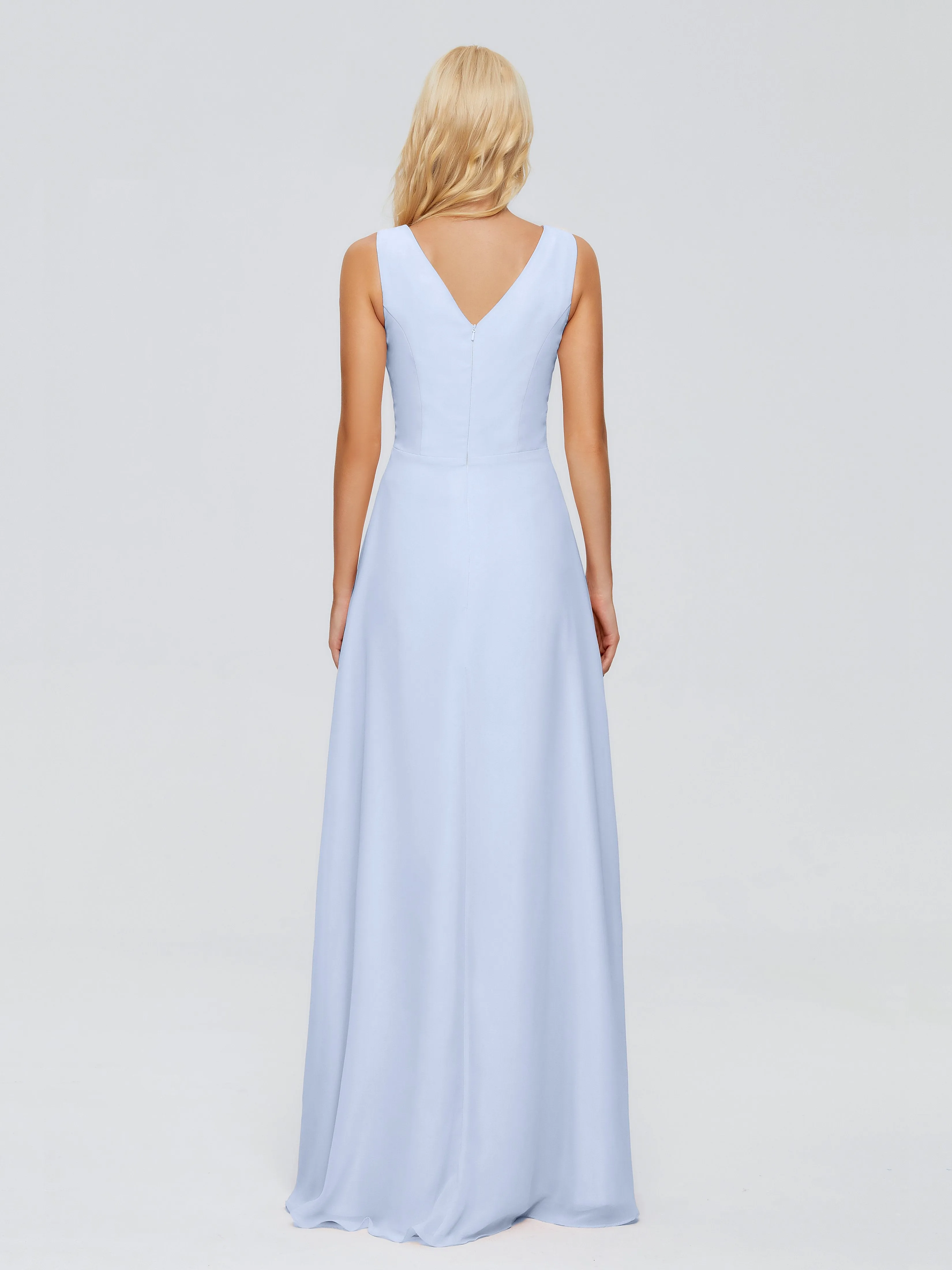 Maria Modern Sheath V Neck Chiffon Bridesmaid Dresses