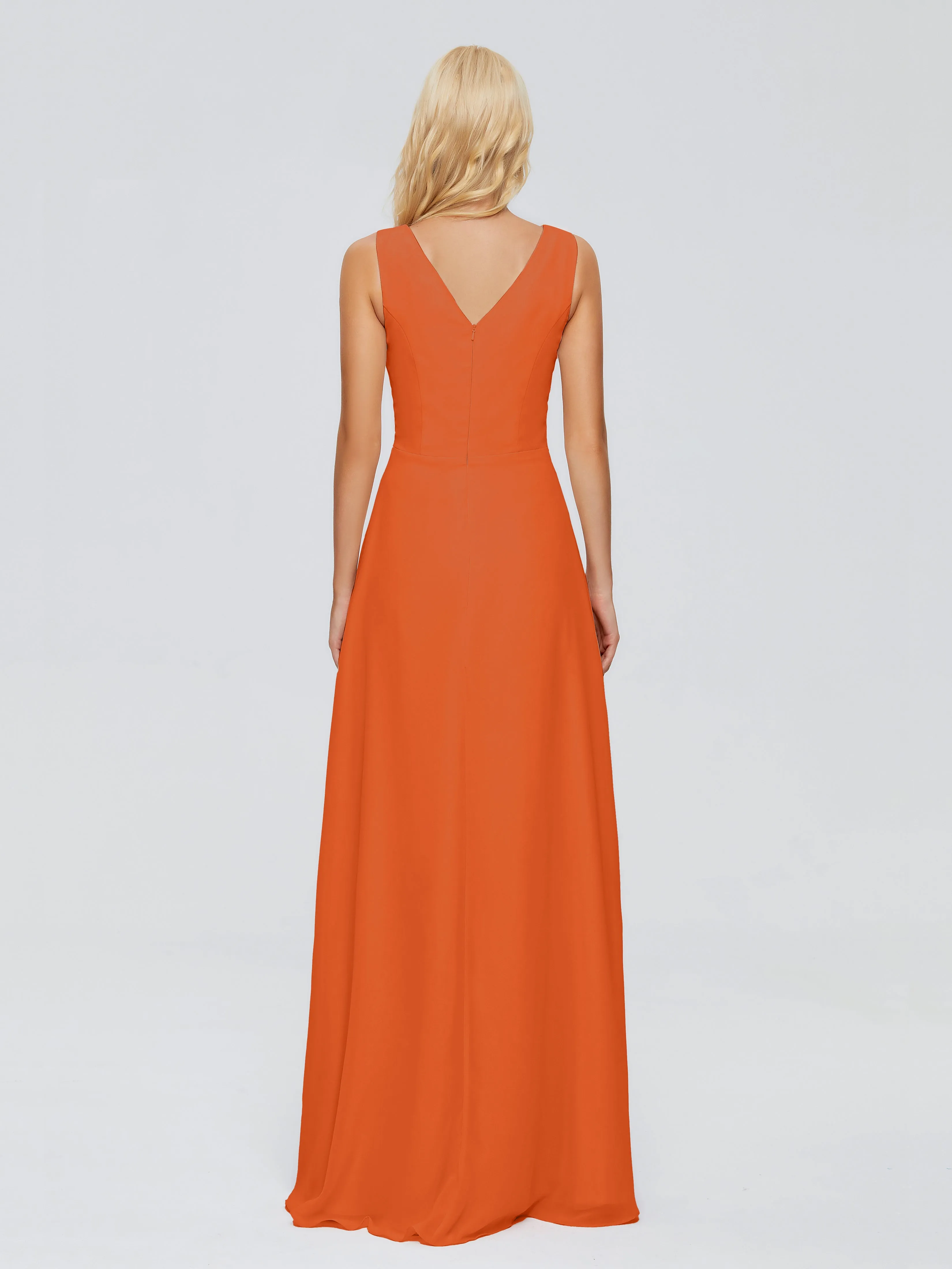 Maria Modern Sheath V Neck Chiffon Bridesmaid Dresses