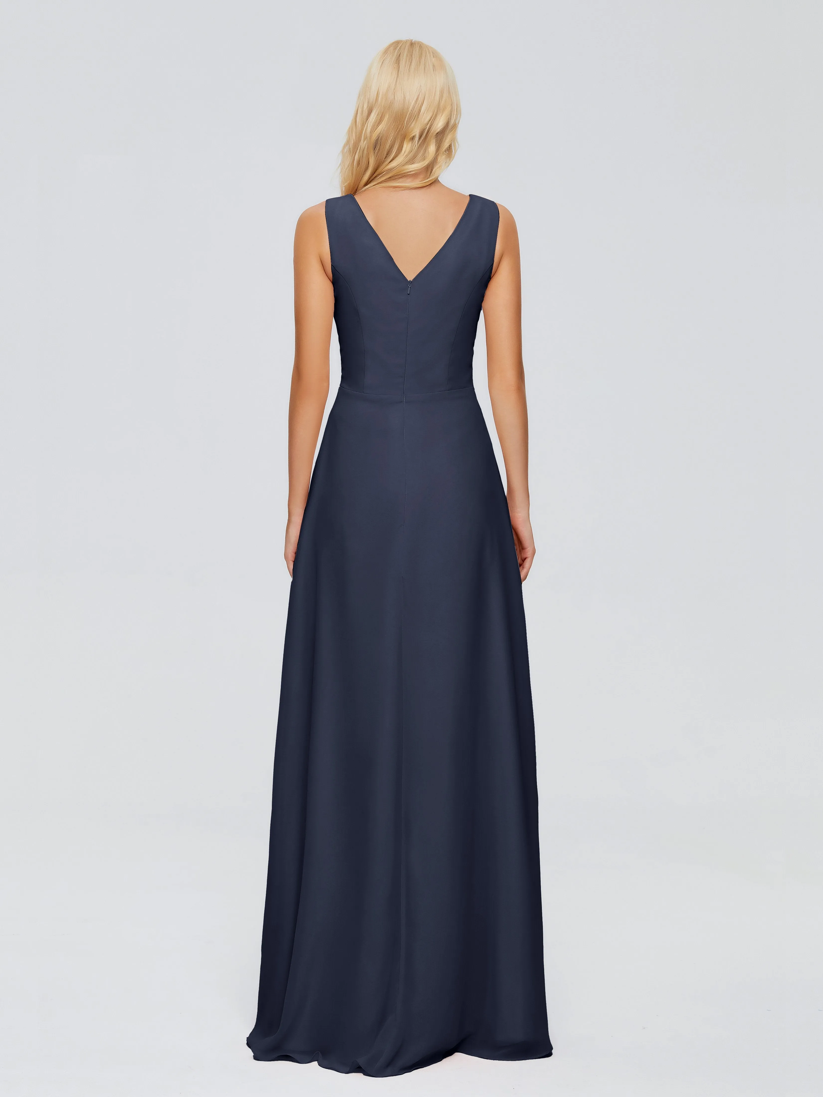 Maria Modern Sheath V Neck Chiffon Bridesmaid Dresses